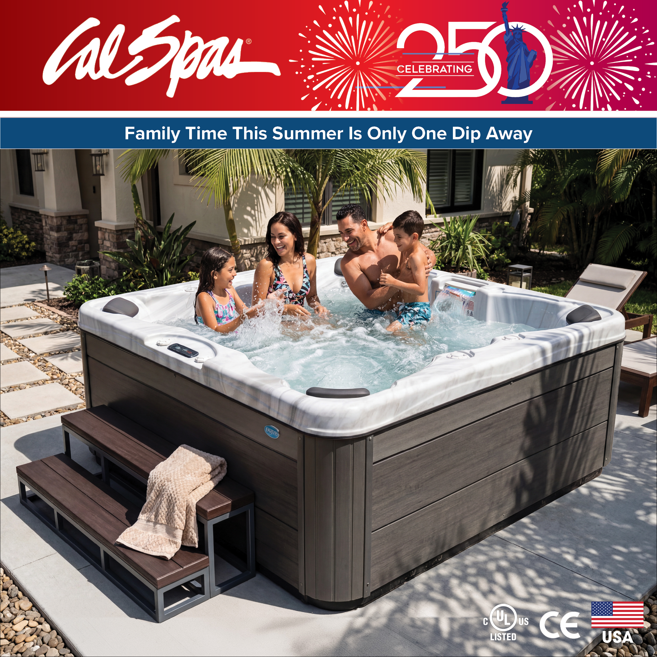 Calspas hot tub being used in a family setting - West Valley